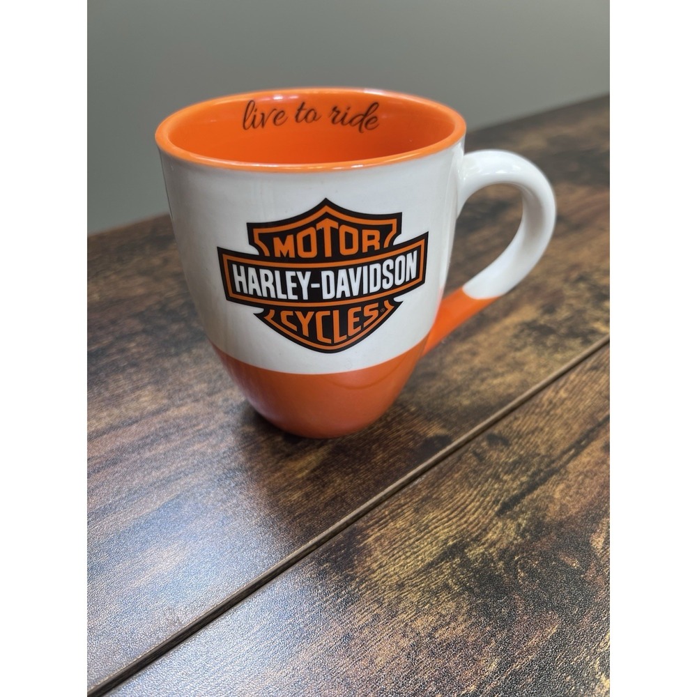 Harley-Davidson 3MCF4900 Ceramic Cup O'Java Gift Set One 16 oz White Orange